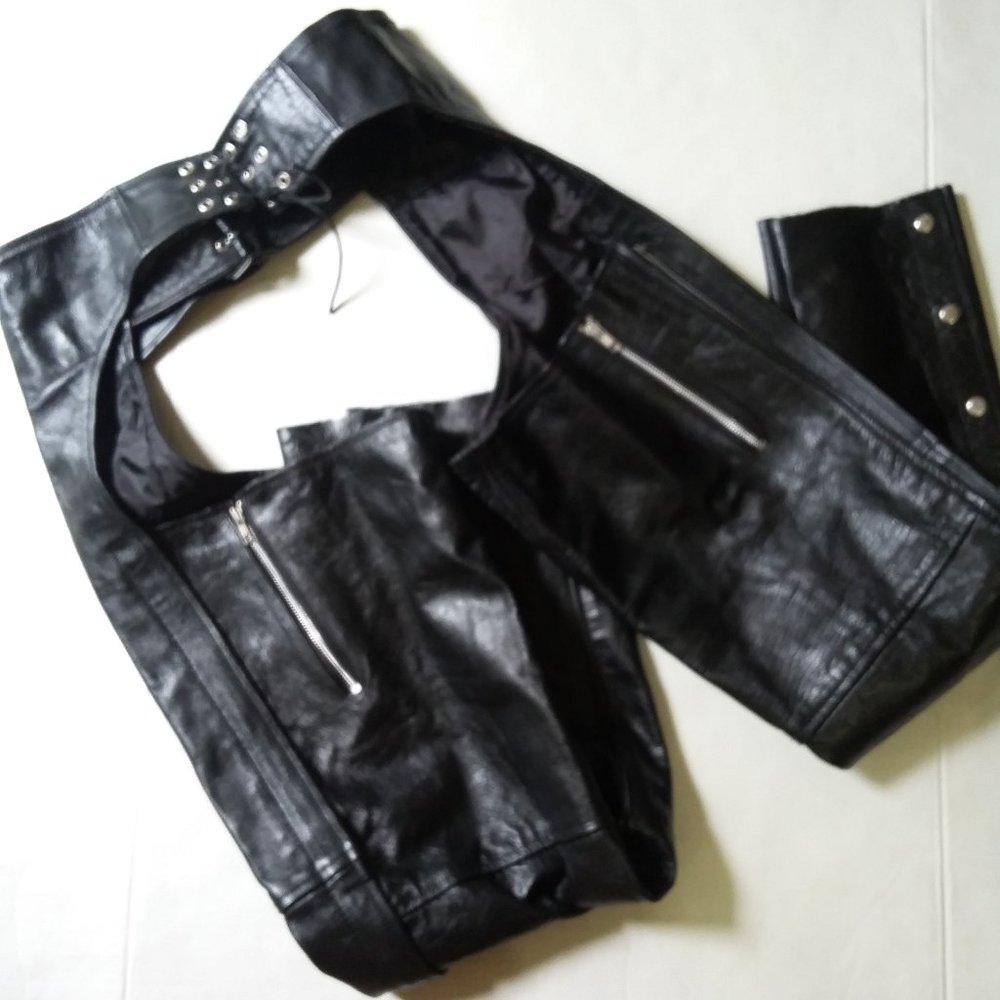 X Element black leather chaps